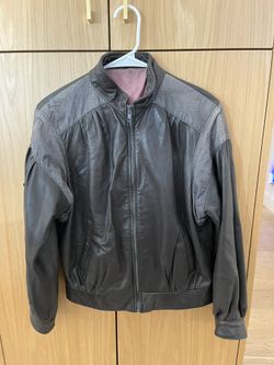 Vintage Boutique of Leathers Women’s Leather Jacket Brown Textured Panels Zip Up Canada Size Large READ 