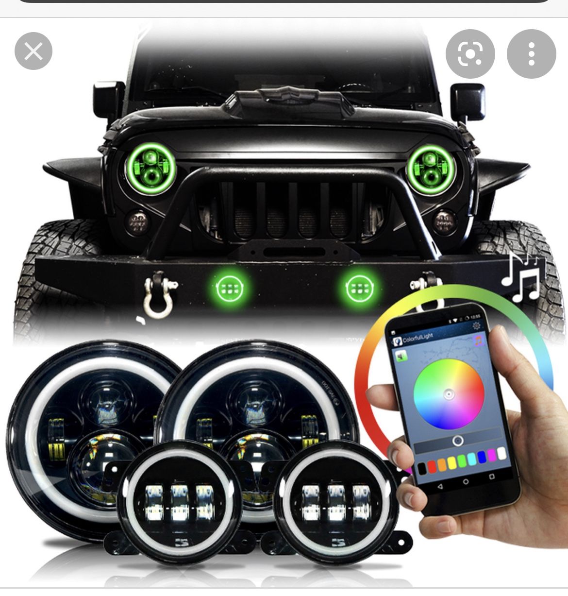 Headlights And Fog Lights Led Fit Jeep Wrangler JK 