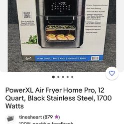 Power Xl Air Fryer Home Pro 12 Qts Black Stainless Steel