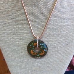 Vintage Austria Enamel Pendant Necklace Dolphin Mosaic Frey Wille