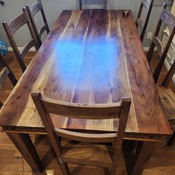 Solid Wood Dining Table With 8 Chair, Hand Carved.