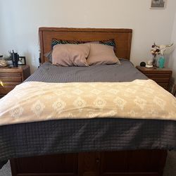 Solid Oak Bed Frame & Night stands