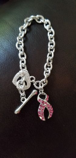 Pink Crystal Silver Heart bracelet