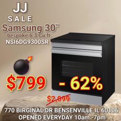 🔥New Samsung Bespoke 30" 6.3 cu.ft. Smart Slide-In Induction Range NSI6DG9300SR