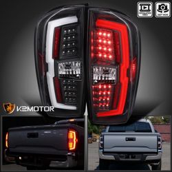 Black Fits 2016-2022 Toyota Tacoma LED Strip Tail Lights Brake Signal Lamps