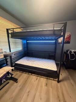 Full Over Twin Metal Bunk Bed with Desk