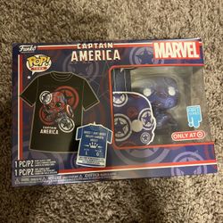 Funko pop! Captain America 36 art series Target. T-shirt/Pop Bundle Size Large.