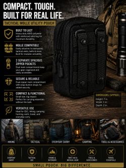 Tactical MOLLE Utility Pouch – EDC Gear Organizer – Black
