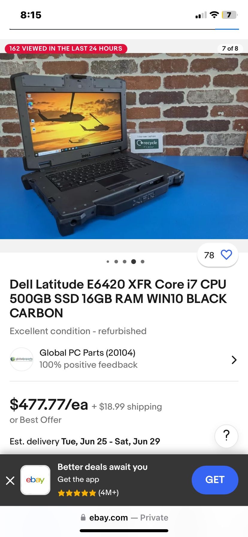 DELL LATITUDE E6420 Xfr- RUGGED MILITARY TYPE LAPTOP
