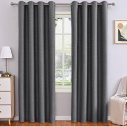 Dark Grey Blackout Curtains, 84"L x 52"W 