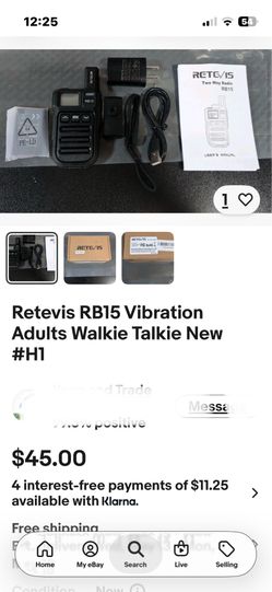 Retevis RB15 Vibration Adults Walkie Talkie New #H1