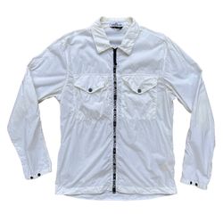 Stone Island SS22 White Zip-Up Shirt Style Jacket Size Large