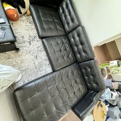 Quilted Faux Leather Couch 