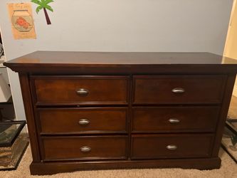 Dark Wood 6-Drawer Double Dresser