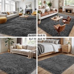 8x10 Ultra Soft Fluffy Shag Grey Rug