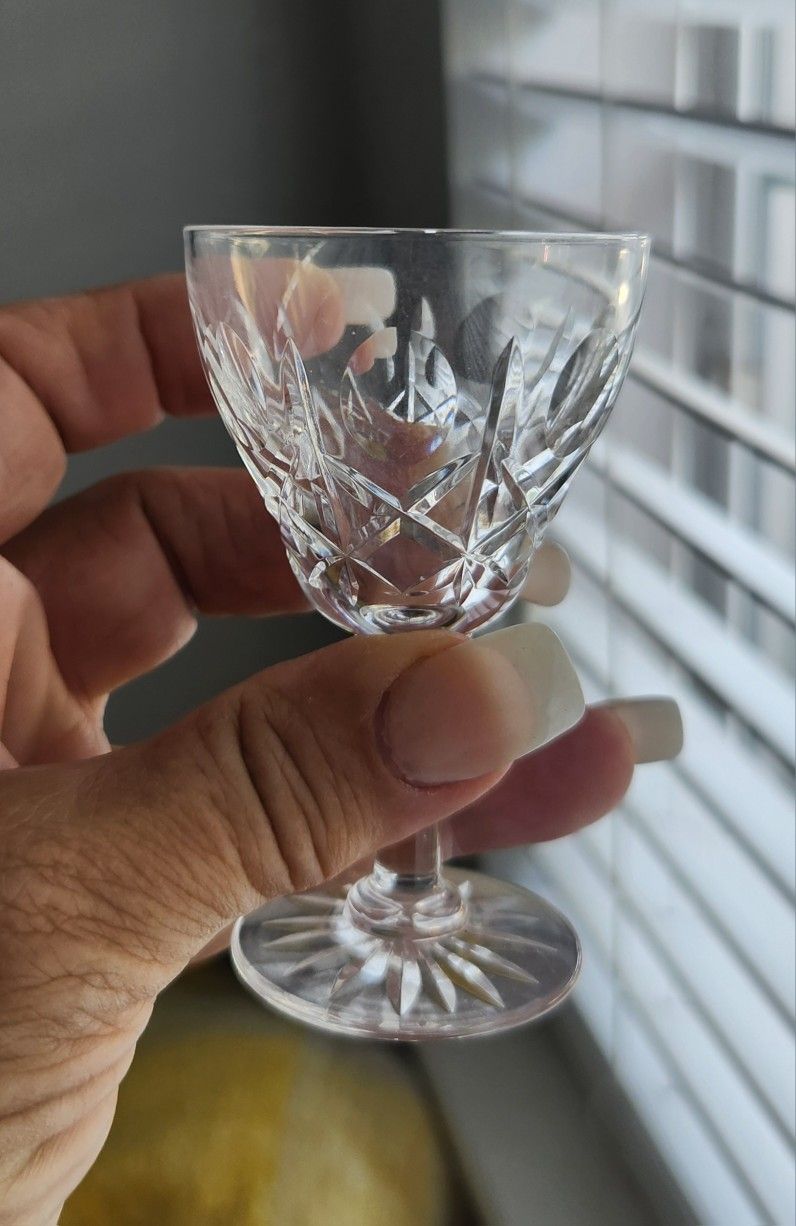 9 Crystal Cordial/Sherry Glasses 3.5"h