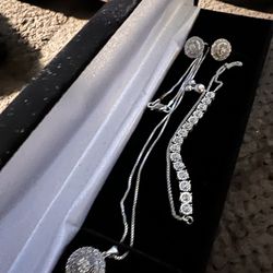 Sterling Silver Set With Diamonds