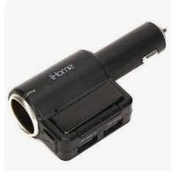 iHome FM transmitter W/12V Dual USB-A Ports Small Screen Display Radio Station. This is an iHome FM transmitter with a 12V dual USB port. It acts as a