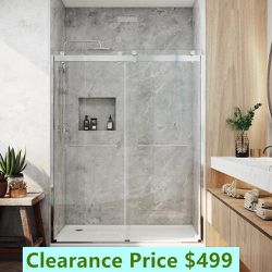 60 in. W x 76 in. H Double Sliding Semi-Frameless Shower Door in Chrome with Smooth Sliding and 3/8 in. Glass Clearance Sale