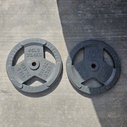 Pair Of 1 Inch 45lbs Plates , Weights With 1 Inch Barbell 