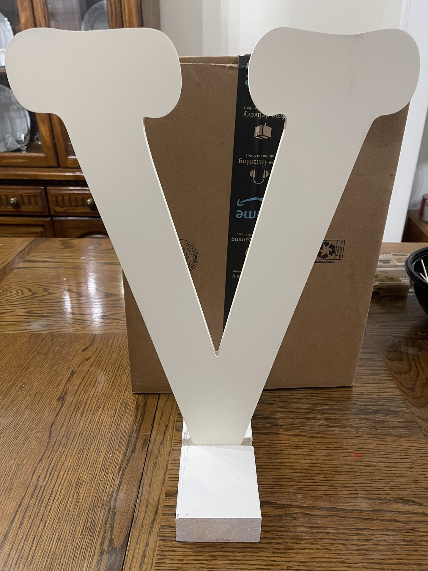 Wooden V With Stand 