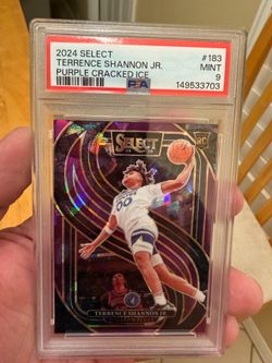 2024-25 Panini Select Basketball Terrence Shannon Jr. Rookie Card Premier Level #183 Purple Cracked Ice Prizm Serial Numbered: 04/99 PSA 9 Mint