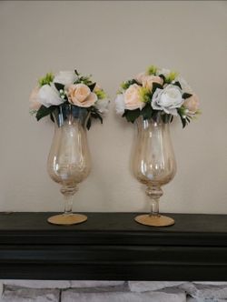 2 Glass Vases Flowers Not Included 