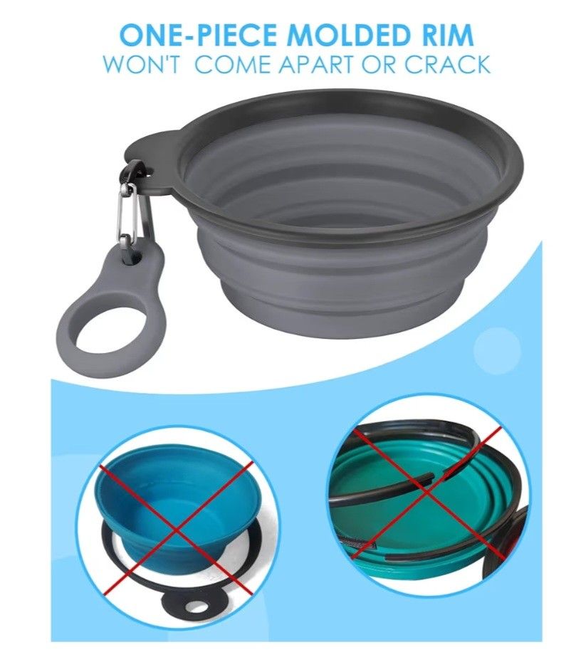 Collapsible Dog Bowl With Bottle Carrier And Upgraded Clip
