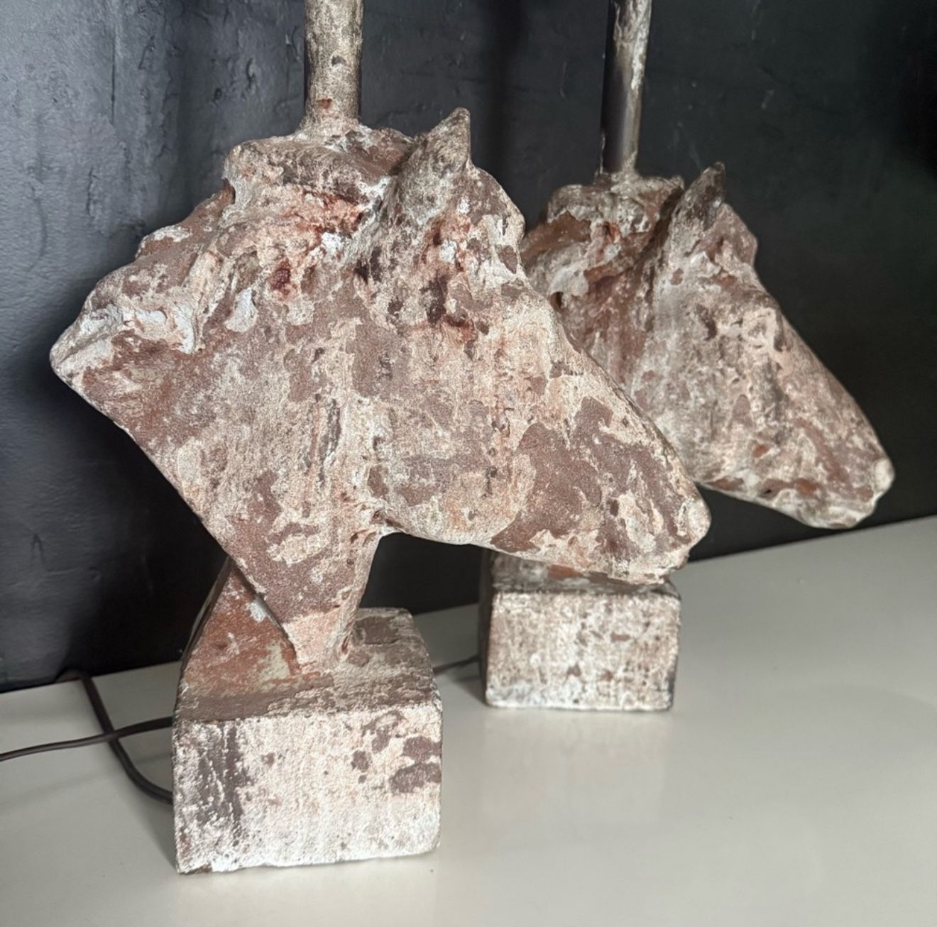 Rustic Horse Head Table Lamp Antique Working Cowboy Cowgirl Southwestern Mancave