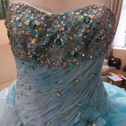 light blue two-tone Quinceañera dress 