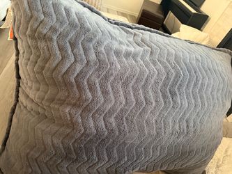 Lounge & Co Large Gray Plush Chevron Throw Pillow
