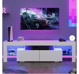 White Entertainment Center With Color Changing remote - Brand New In The Box
