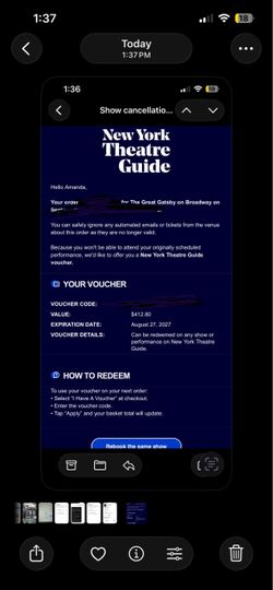 Broadway ticket voucher