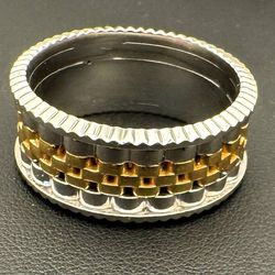 14k Solid Two Tone Gold White & Yellow Gold Wedding Band or Rolex Jubilee. Ring Size 10