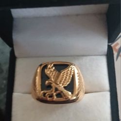 Mens Gold Filled And Black Onyx Eagle Ring Sz 12