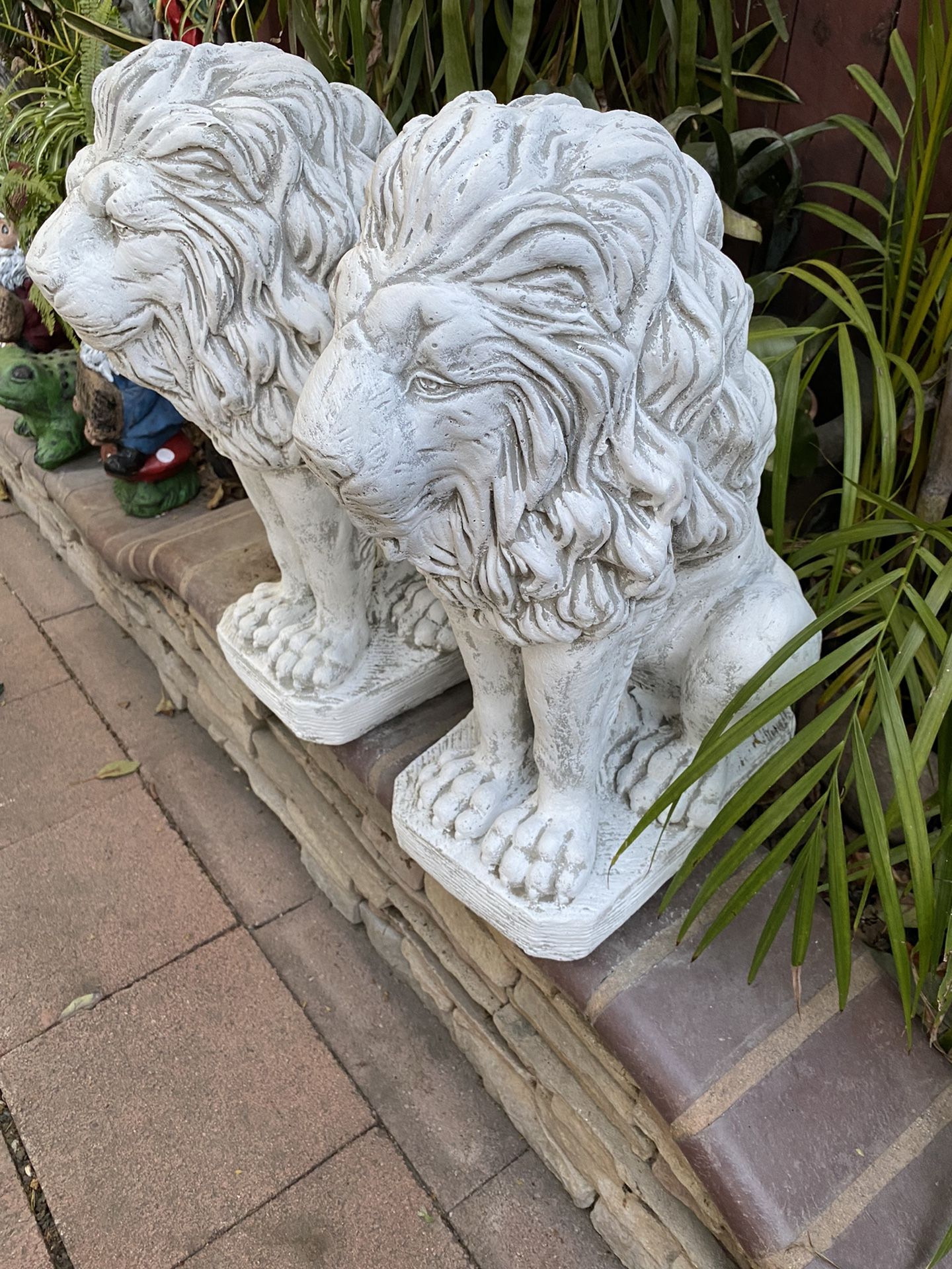 Set De 2 Leones De Cememento 
