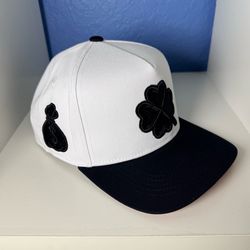 White and Black Clover Snapback Hat