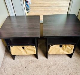 Set of 2 Side Tables with Storage Bins