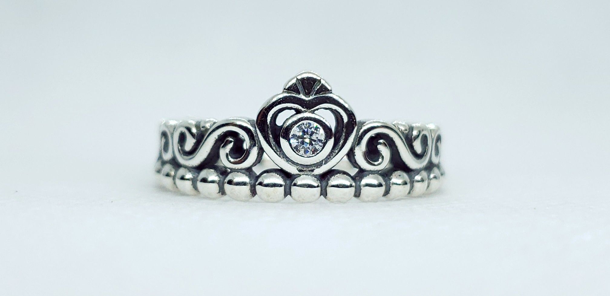 Queen's Tiara Ring, 925 Sterling Silver, CZ, Size 7