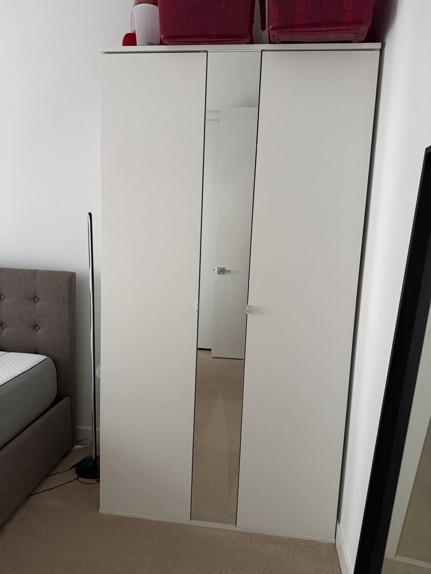 VIHALS Wardrobe Armoire with 2 doors and Mirror, white