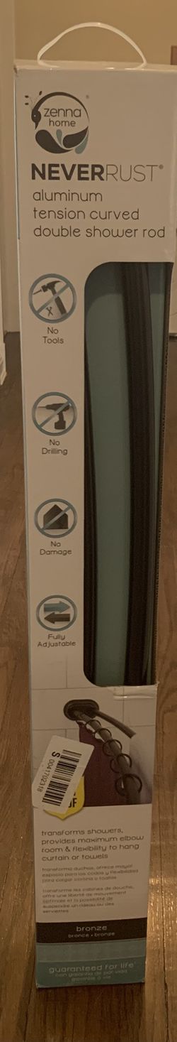 Zenna Home Aluminum Tension Curved Double Shower Rod