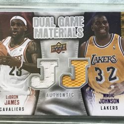 2009-10 Upper Deck Dual Game Materials Lebron James Magic Johnson DG-JJ Patch NM