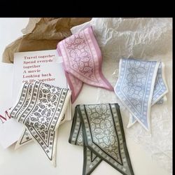 4pcs Vintage Hair Tie Headband Elegant Paisley Pattern Neck Scarf  For Women