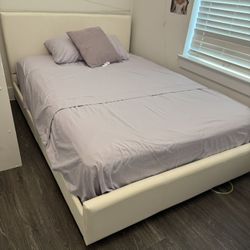 Full Size Off-white Modern Bed $150 Or Best Offer!