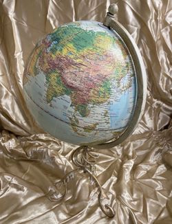 12” World Globe With Table Top Brass Stand