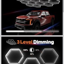 Hexagon Garage Lights : 3 Level Dimmable 581W Tube 22 Grids Hexagon LED Lights - Easy Install 6500K Super Bright