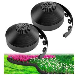2.5 Inch × 200 FT Landscape Edging, Black Plastic Garden Border Flexible Landscaping Border for Lawn Garden Flower Beds Yard, Includes 120 Spikes 10 C
