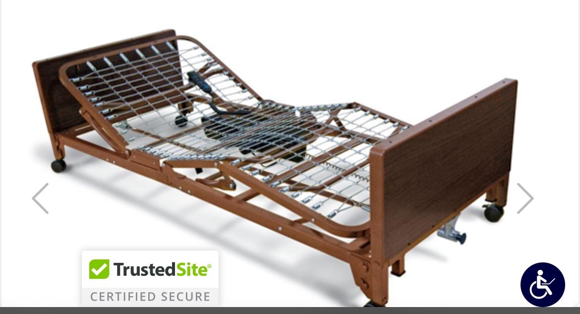 Medline Hospital Bed Complete: Frame, Bed Pendant, 2 Side Rails, UniSoft Alternating Air Mattress & Air Pump