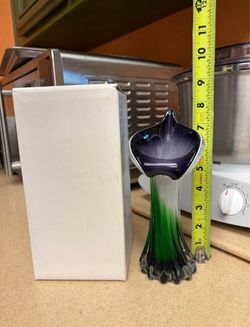 Art Glass Vase Green and Purple