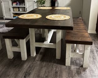 Rustic farmhouse dining table set